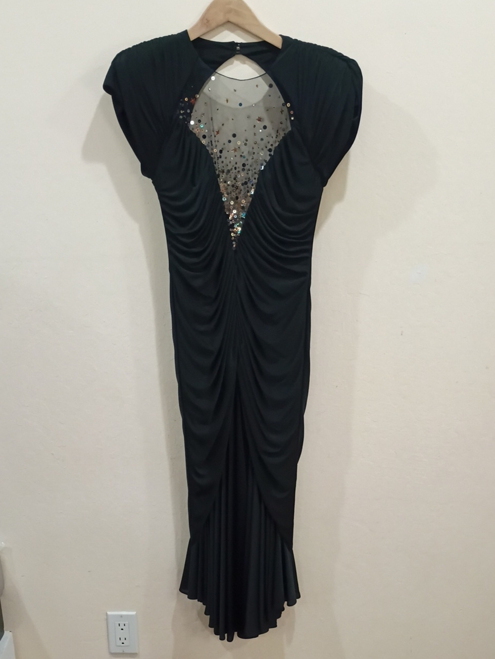 Casadei Black Embellished Ruched Party/Cocktail Dress, Size 8 - Vintage 1980s!